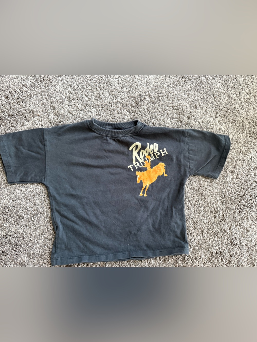 Zara Black Tee with Orange Rodeo Graphic